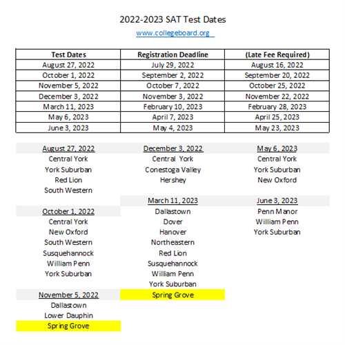 22-23 SAT Dates